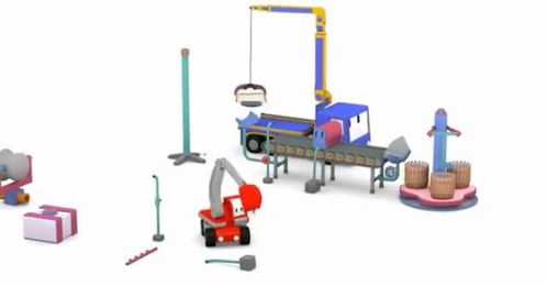 寶寶巴士之果汁工廠 迷你工程車 挖掘機起重機推土機制作美味果汁